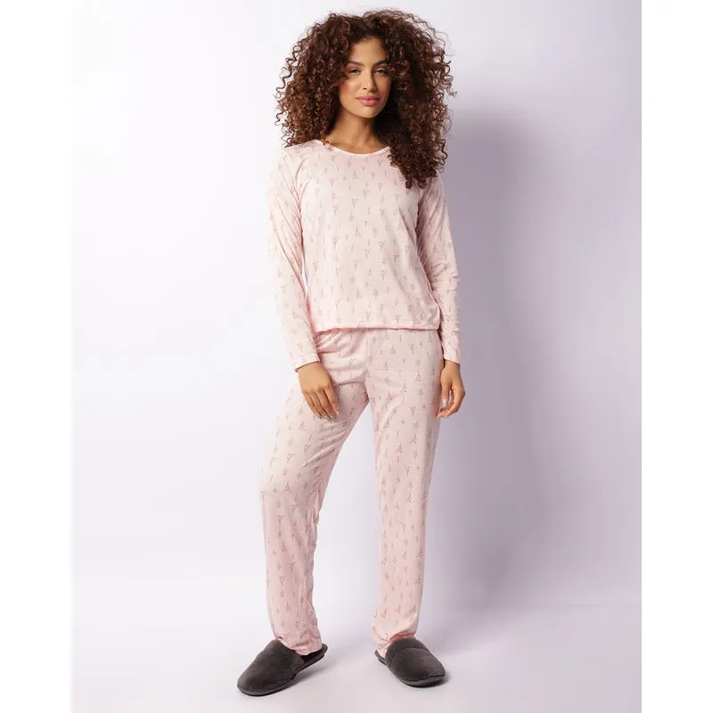 Pijama Feminino Longo Estampa Floral Rosa GG