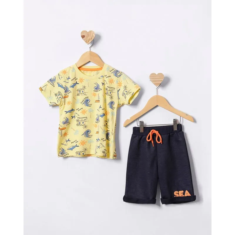 Conjunto Bebê Curto Estampa Good Vibes Amarelo 2