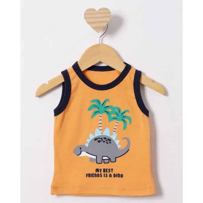 Regata Bebê Estampa Dinossauro Tropical Laranja G