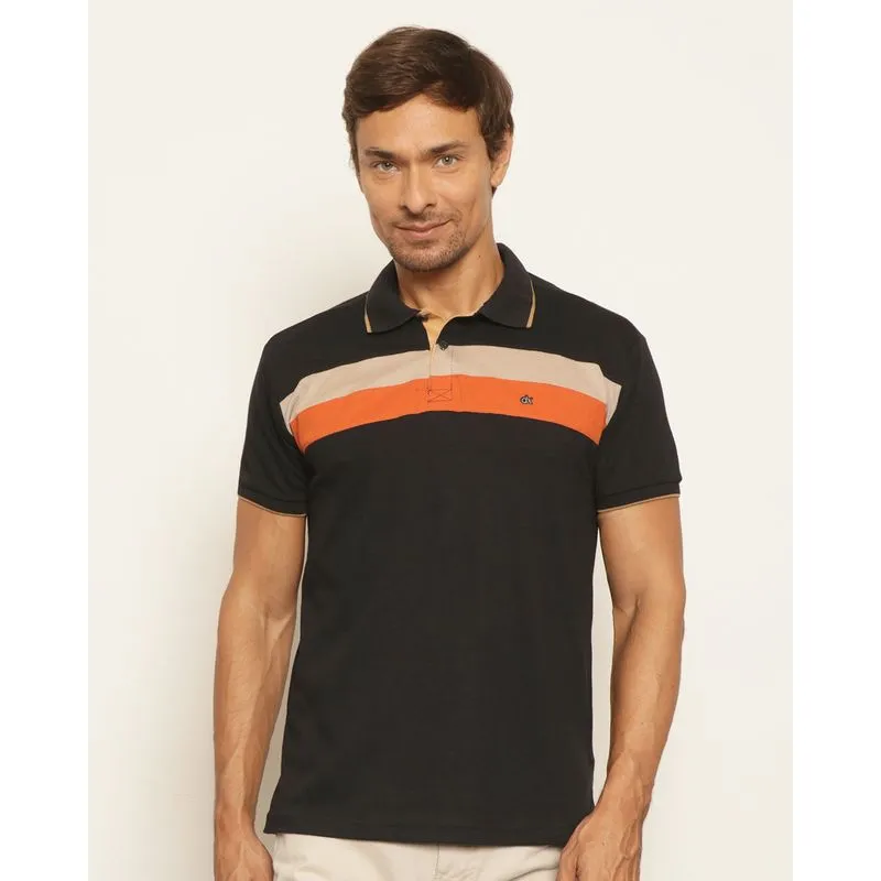 Camisa Polo Masculina Texturizada Com Recortes Manga Curta Preta G