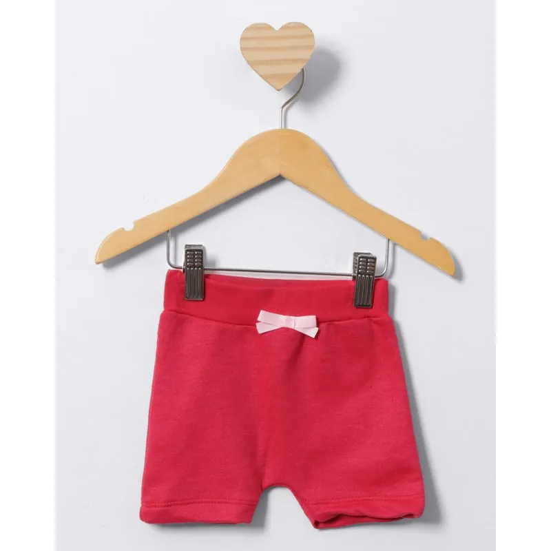 Short Bebê Curto Moletinho Lacinho Decorativo Vermelho M