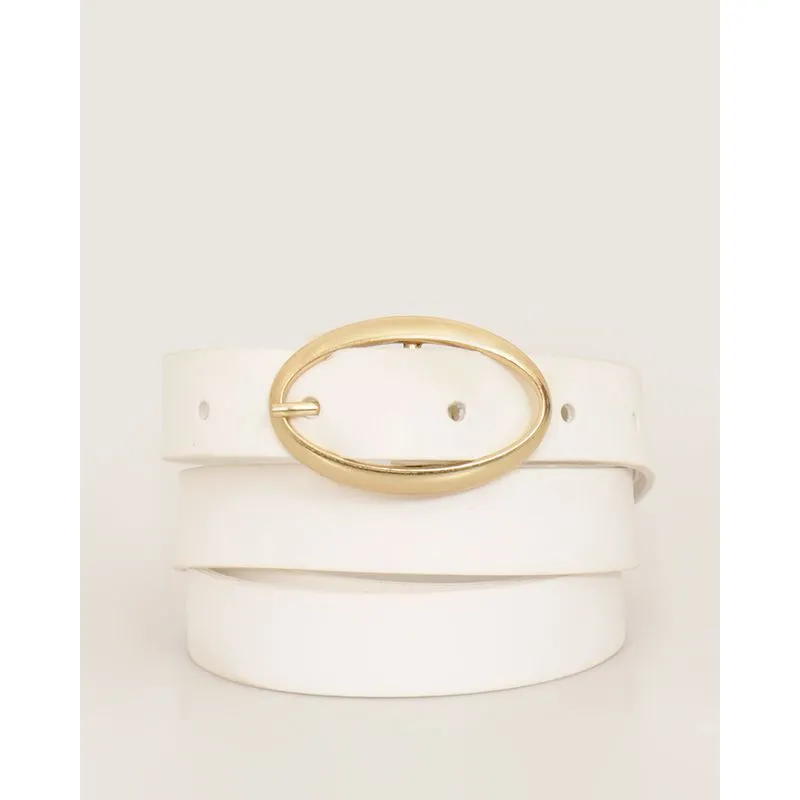 Cinto Feminino Slim Com Fivela Branco G