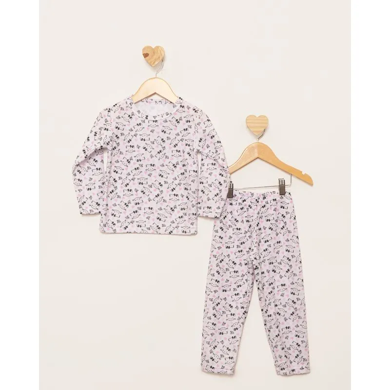 Pijama Bebê Soft Estampado Gatinhos Manga Longa Branco 3