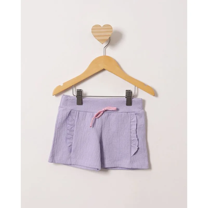 Short Bebê Curto Texturizado Com Babados Lilás 2