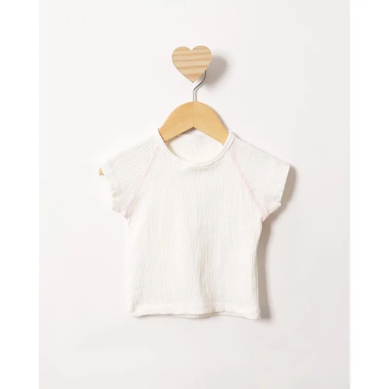 Blusa Bebê Manga Curta Anarruga Com Recortes Off White 1