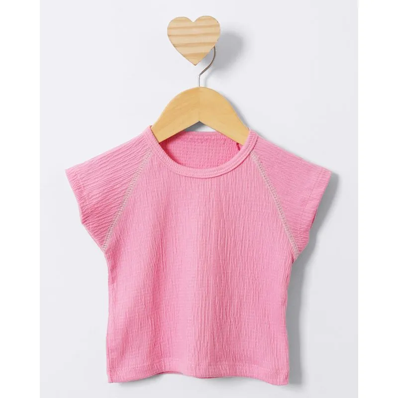 Blusa Bebê Manga Curta Texturizada Rosa 2