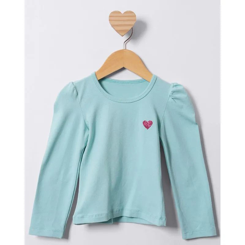 Blusa Bebê Estampa Coração Manga Longa Verde 1