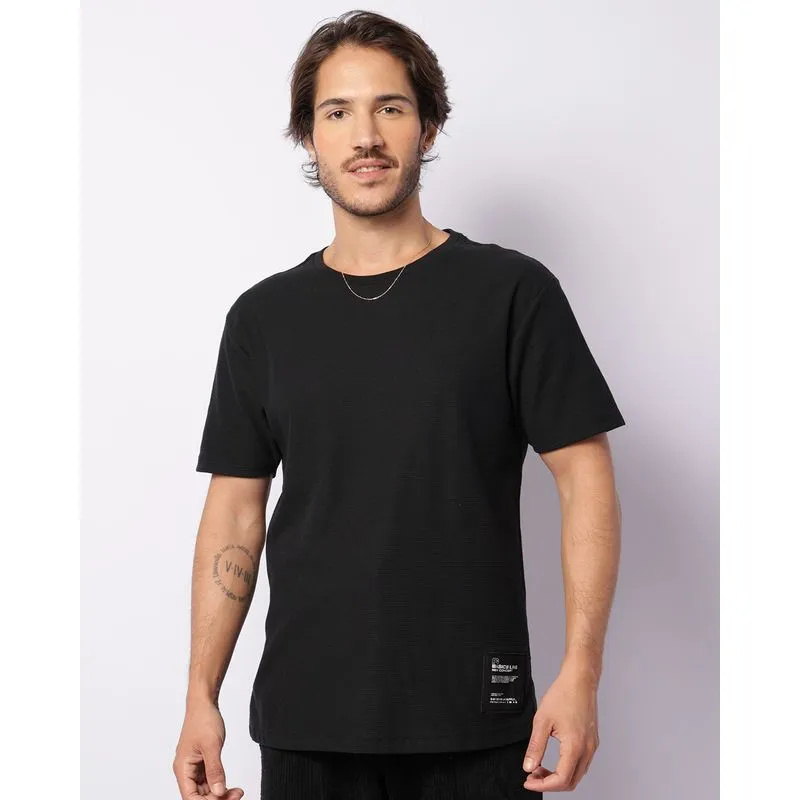 Camiseta Masculina Texturizada Manga Curta Preta G