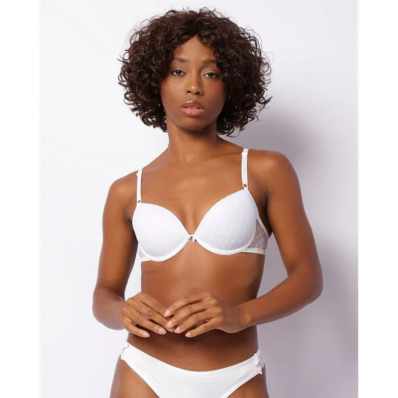 Sutiã Feminino Push Up Com Bojo E Tule Branco 46