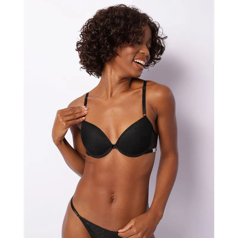 Sutiã Feminino Push Up Com Bojo E Tule Preto 46