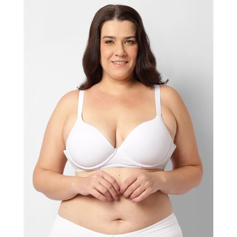 Sutiã Plus Size Feminino Base Com Bojo Texturizado Branco 50