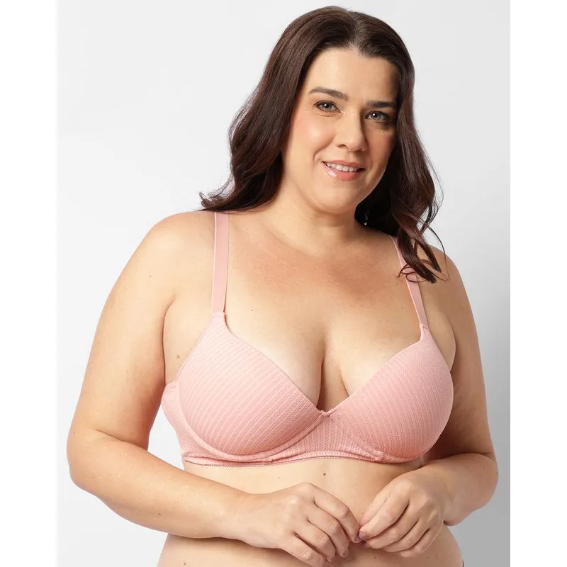 Sutiã Plus Size Feminino Base Com Bojo Texturizado Rosa 48