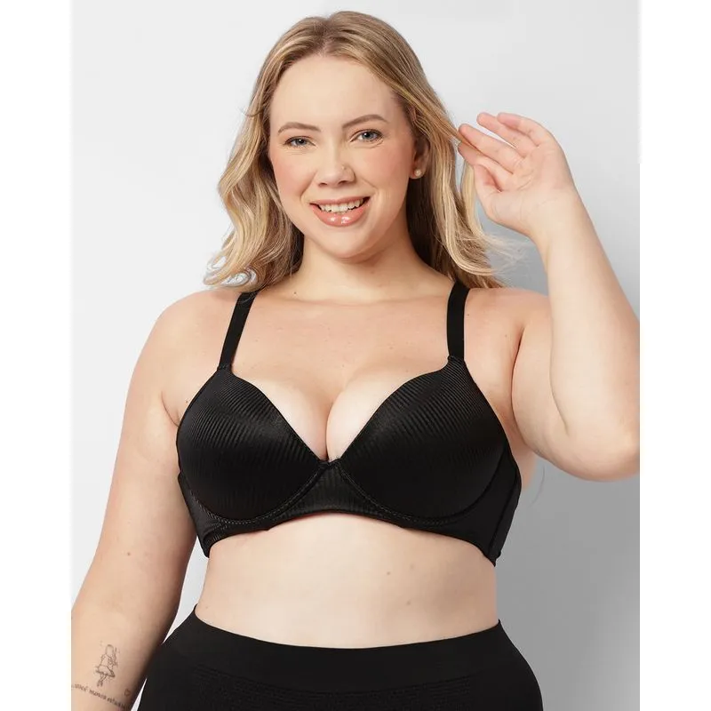 Sutiã Plus Size Feminino Com Base E Bojo Texturizado Preto 52