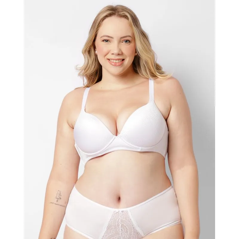 Sutiã Plus Size Feminino Com Base E Bojo Texturizado Branco 52