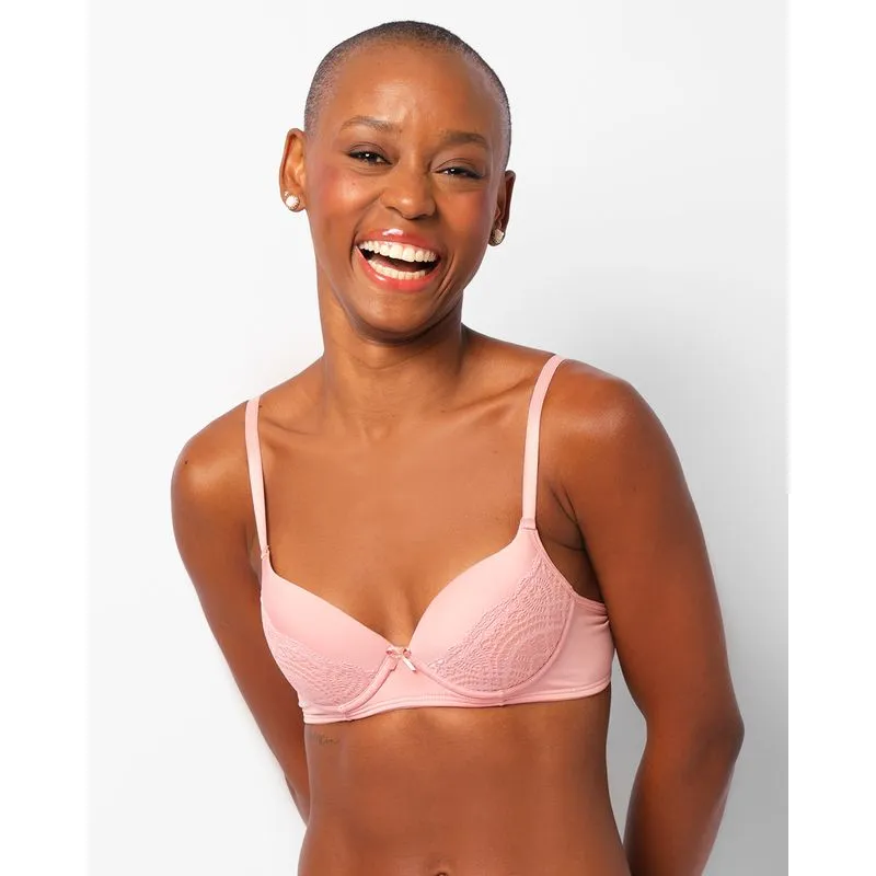 Sutiã Feminino Base Com Bojo E Renda Rosa 46