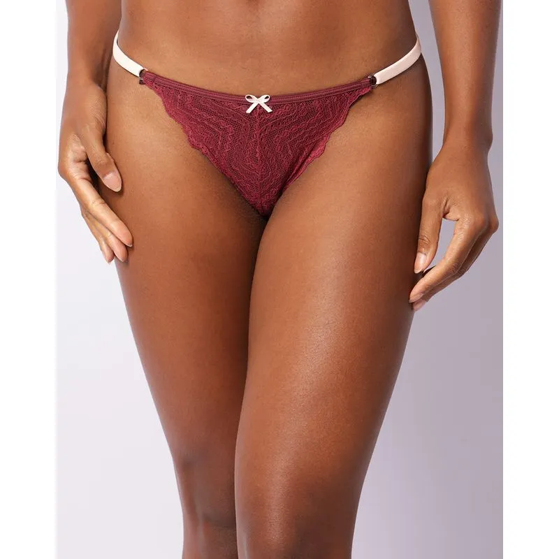 Calcinha Feminina String Fio Dental Renda Vinho G
