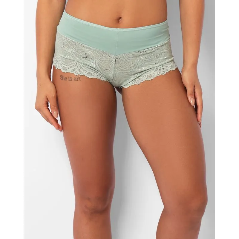 Calcinha Feminina Caleçon Com Renda Verde M