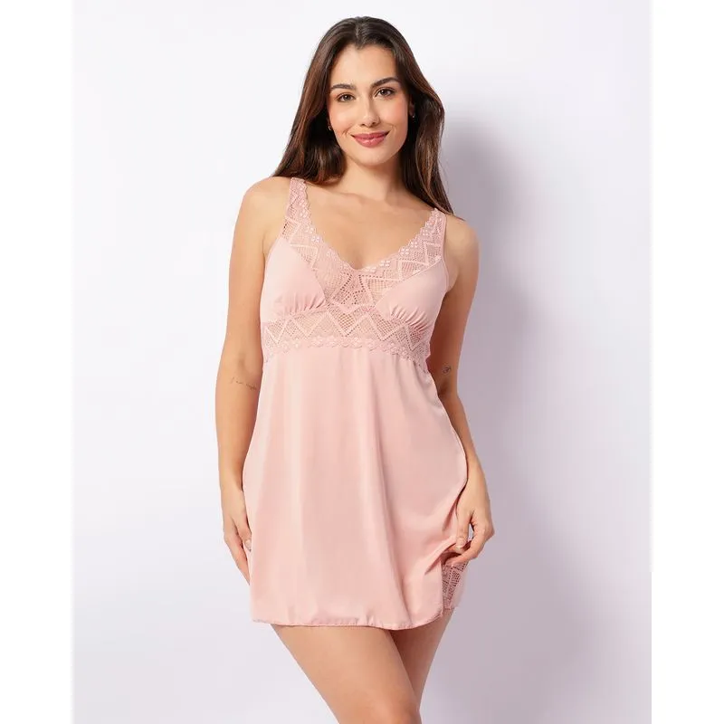 Camisola Feminina Curta Liganete Com Renda Rosa G