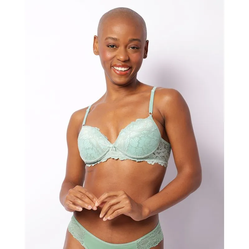 Sutiã Feminina Com Base E Bojo Com Renda Verde 42