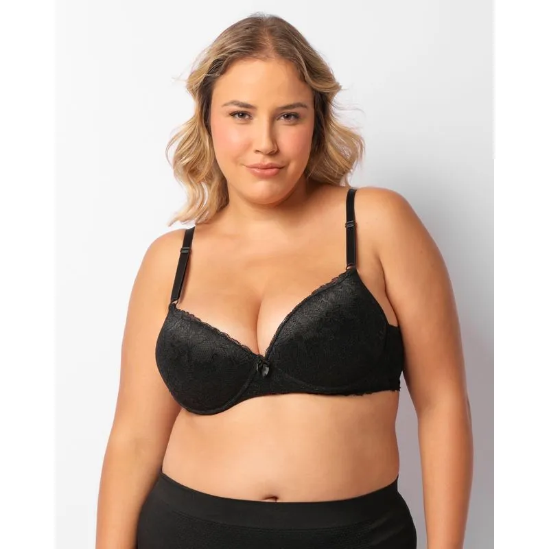 Sutiã Plus Size Feminino Com Base E Bojo Preto 46