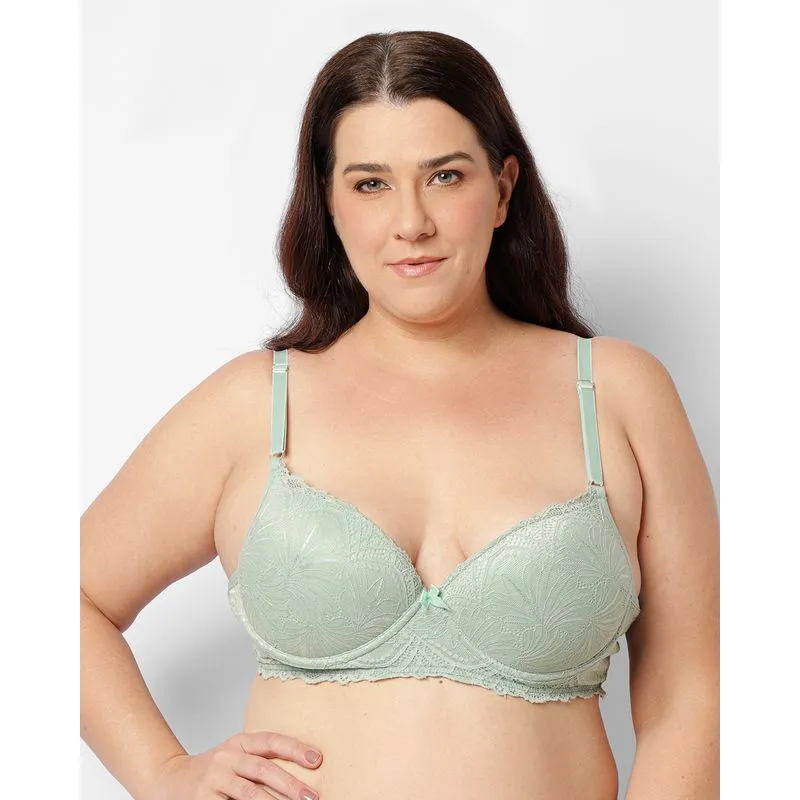 Sutiã Plus Size Feminino Base Com Bojo E Renda Verde 50