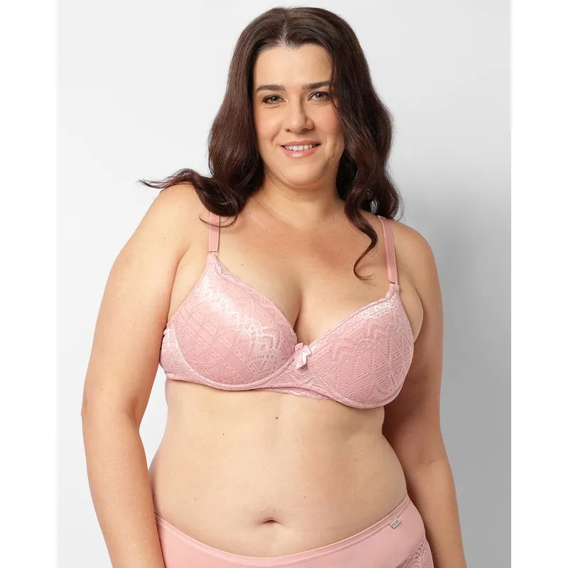 Sutiã Plus Size Feminino Base Com Bojo E Renda Rosa 48