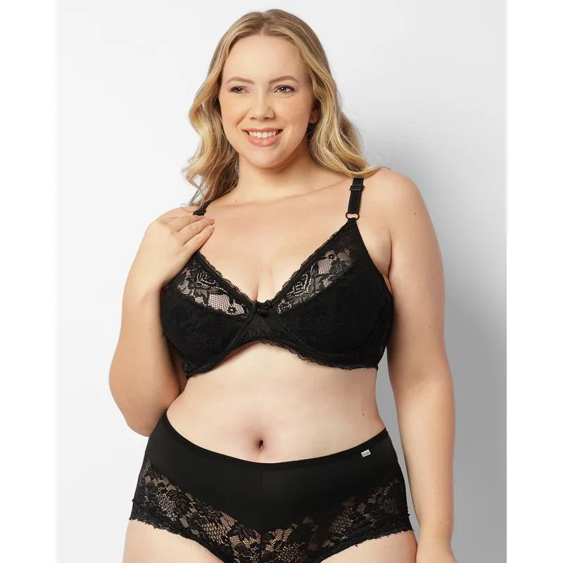 Sutiã Plus Size Feminino Sem Bojo Com Renda Preto 50