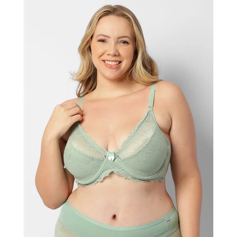 Sutiã Plus Size Feminino Sem Bojo Renda Verde 46