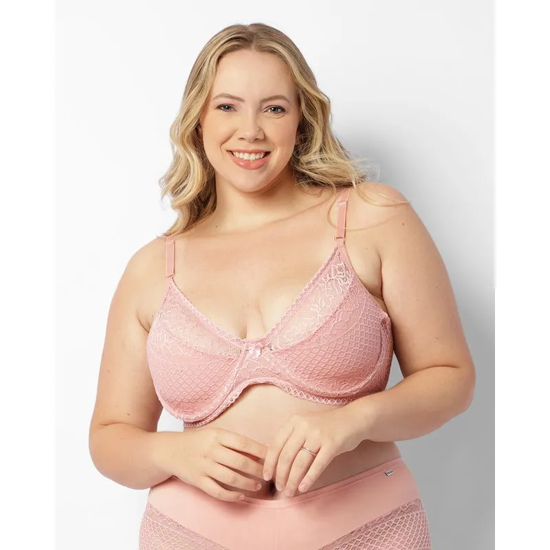 Sutiã Plus Size Feminino Sem Bojo Com Renda Rosa 48