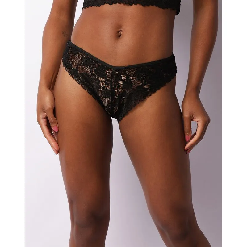 Calcinha Feminina String Fio Dental Renda Preta P