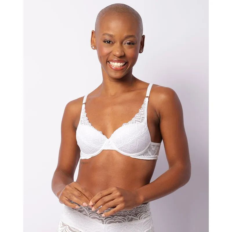 Sutiã Feminino Push Up Com Bojo E Renda Branco 40