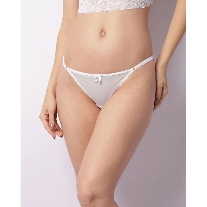 Calcinha Feminina String Tule Com Renda Branca G