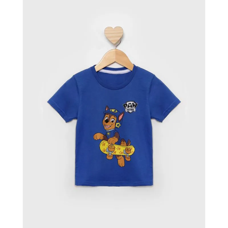 Camiseta Bebê Patrulha Canina Chase Manga Curta Azul 3