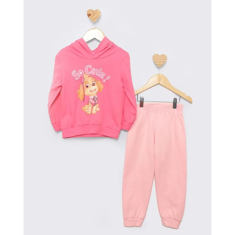 Conjunto Moletom Bebê Peluciado Patrulha Canina Rosa 2