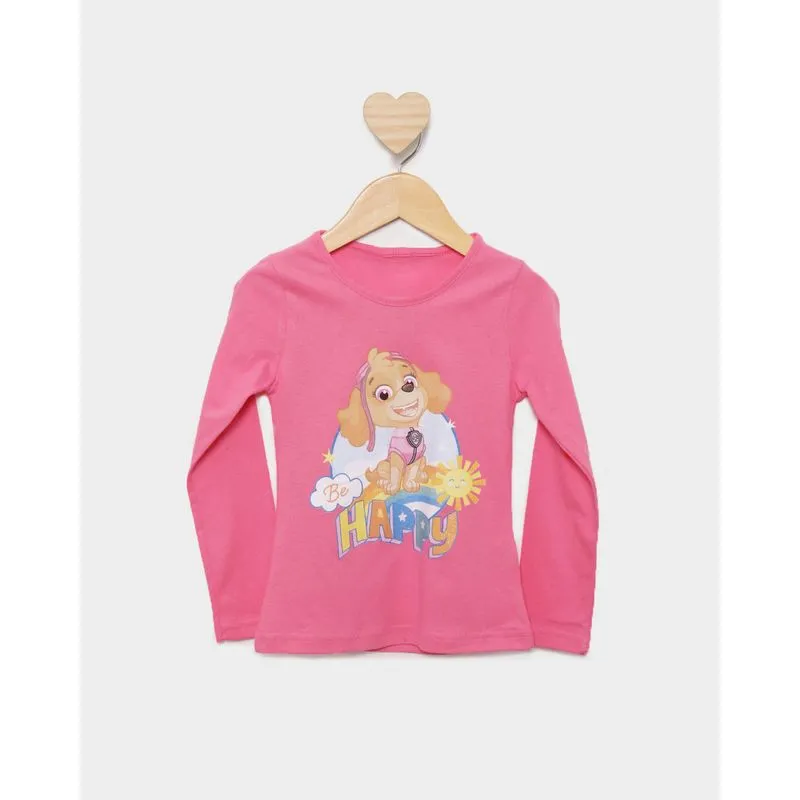 Camiseta Bebê Patrulha Canina Manga Longa Rosa 1