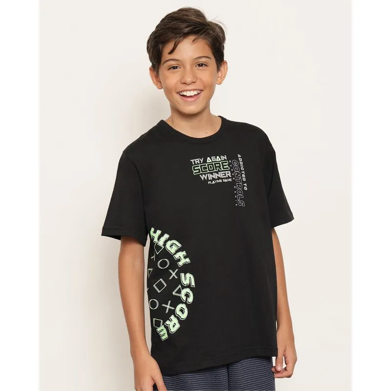 Camiseta Juvenil Estampa Game Manga Curta Preta 14