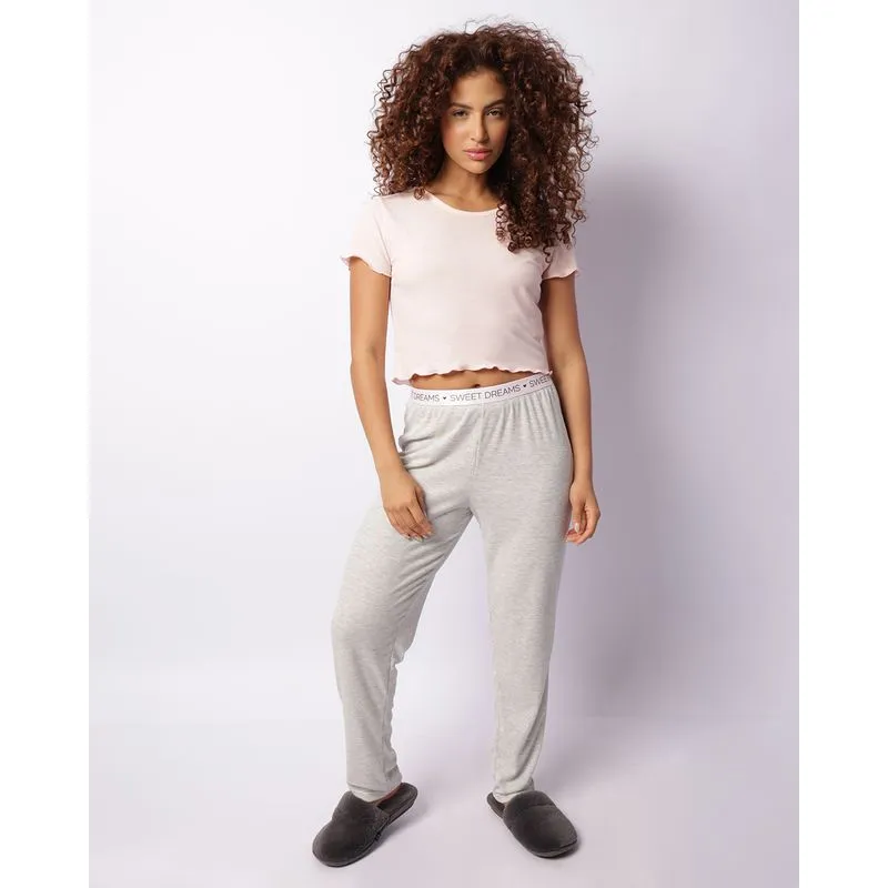 Pijama Feminino Canelado Manga Curta FruFru Rosa M
