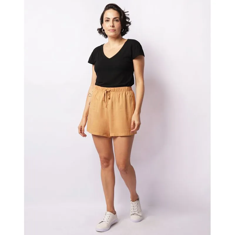 Short Feminino Berry & Co. Viscose Bege P