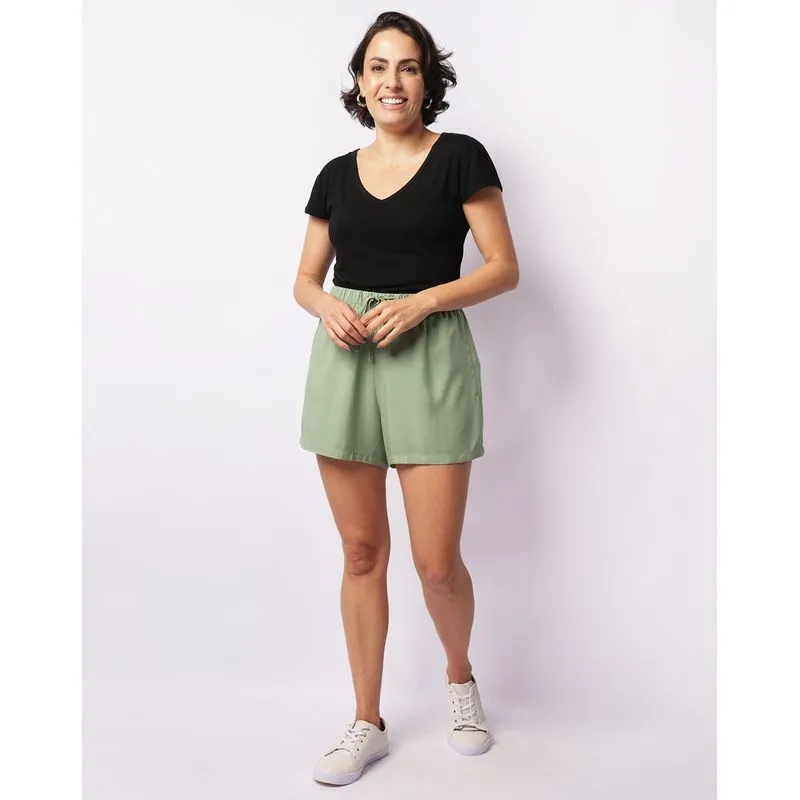 Short Feminino Berry & Co. Viscose Verde G