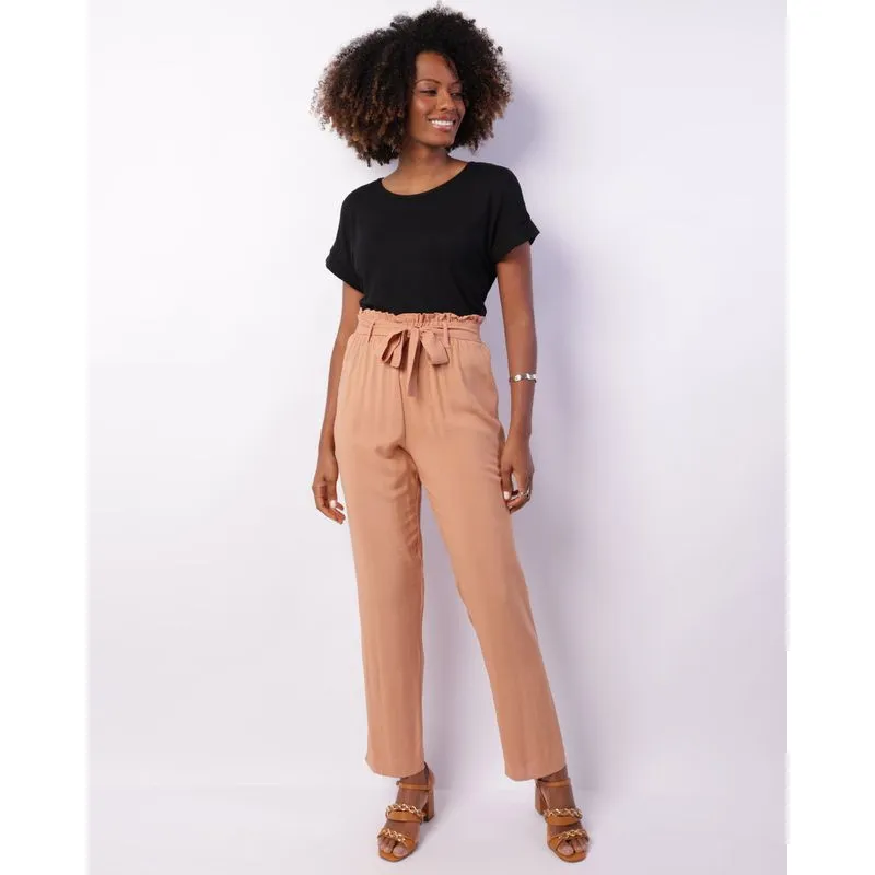 Calça Feminina Berry & Co. Clochard Viscose Lisa Rosê P