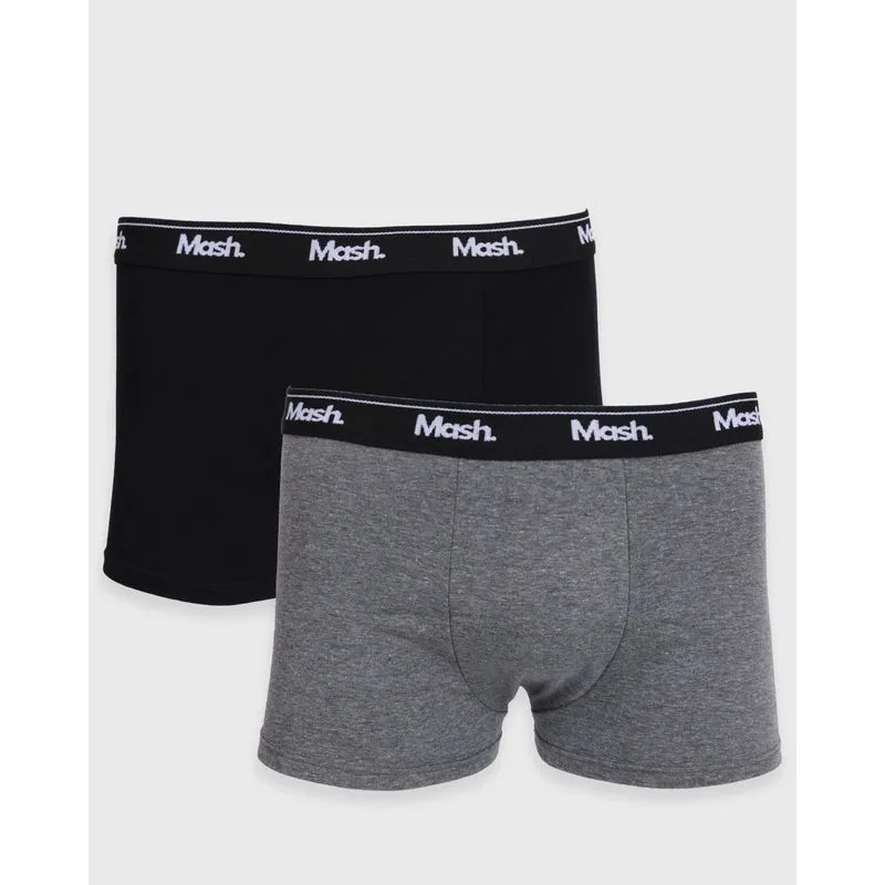 Kit 2 Cuecas Boxer Básicas Mash Preta E Cinza M