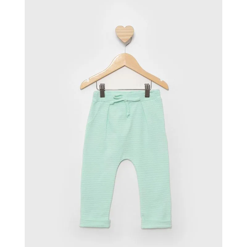 Calça Bebê Reta Texturizada Barra Dobrada Verde 2