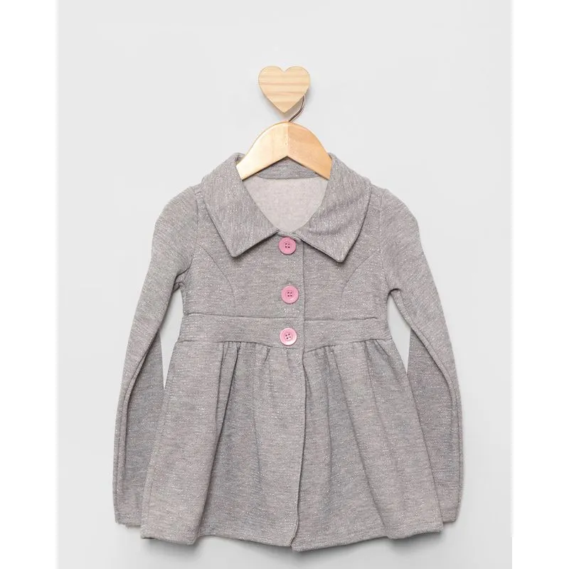 Casaco Moletom Bebê Fio Lurex Manga Longa Cinza 3