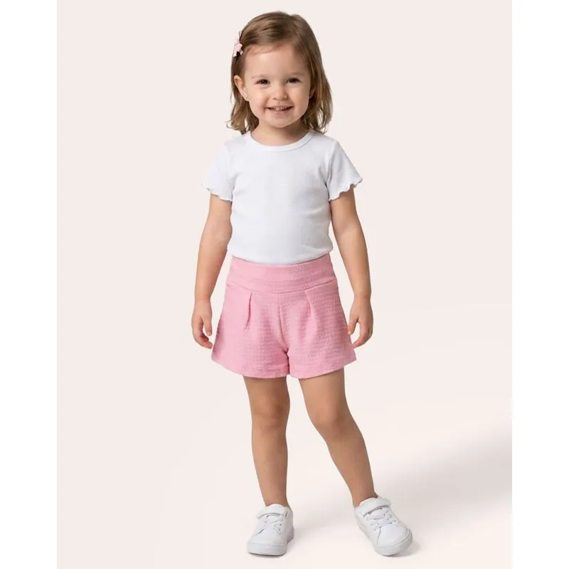 Short Bebê Balone Texturizado Rosa 2