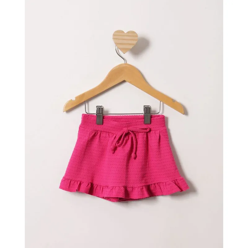 Short Saia Bebê Texturizada Com Babado Rosa 2