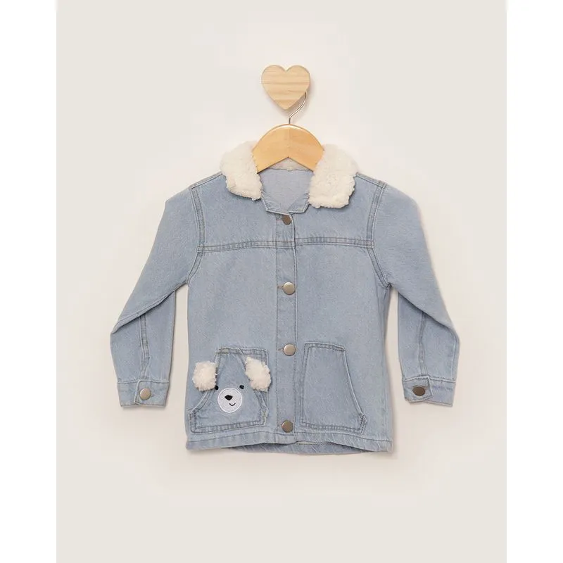 Jaqueta Jeans Bebê Manga Longa Com Sherpa Azul 2