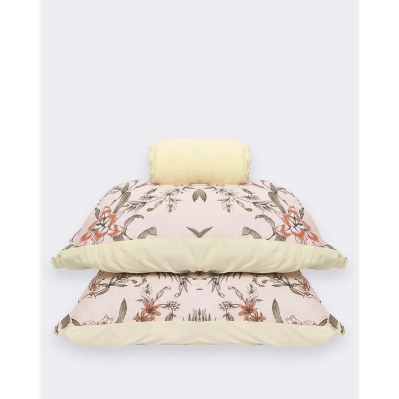 Jogo De Cama Casal 3 Peças Algodão Estampa Floral Bege UN