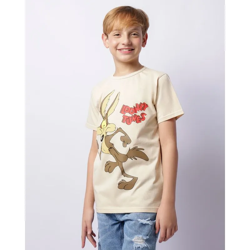 Camiseta Juvenil Estampa Coiote Looney Tunes Bege 16