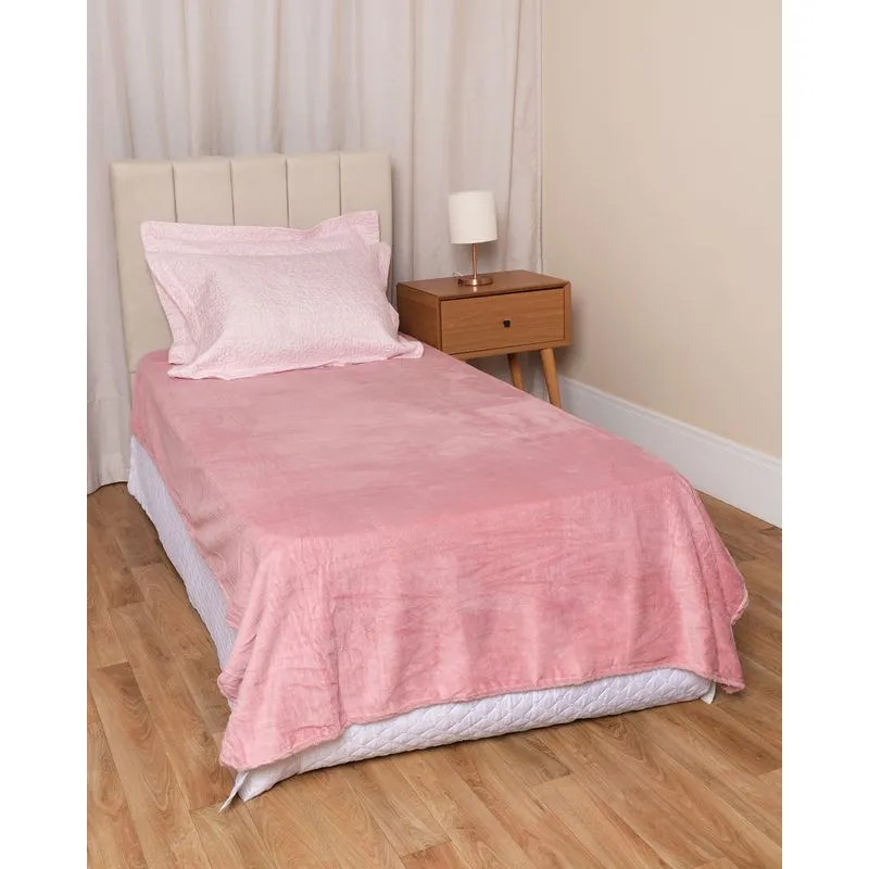 Cobertor Manta Solteiro 140cmx 220cm Arte & Cazza Rosa UN