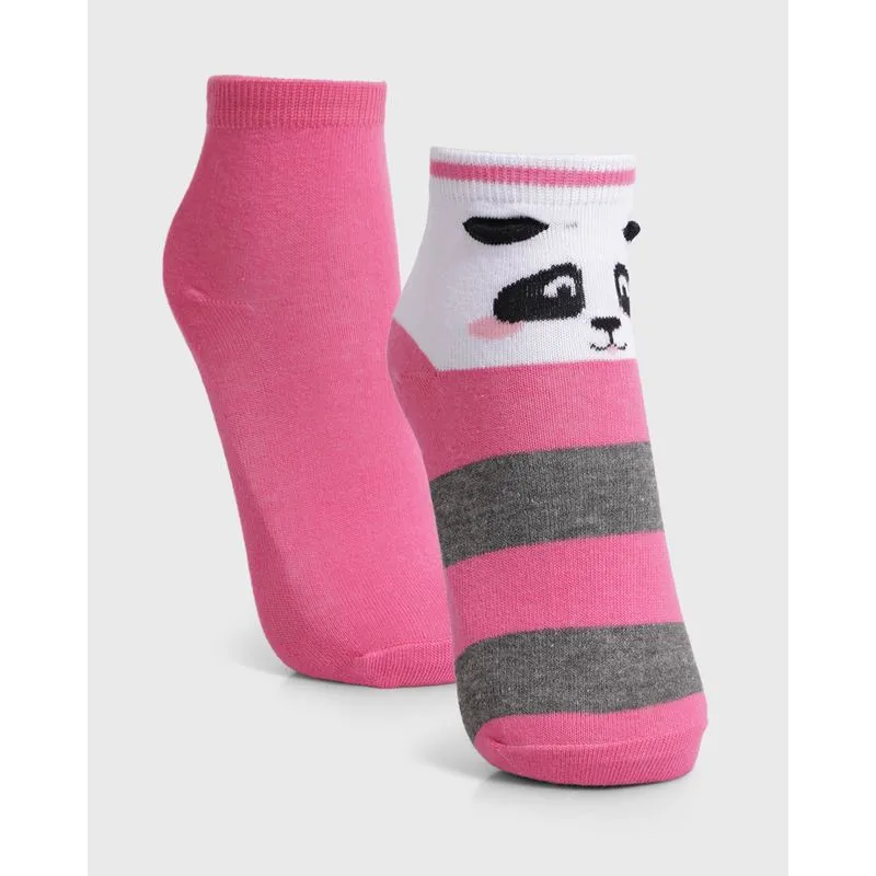 Kit 2 Pares De Meia Feminina Cano Medio Estampa Panda Rosa 34 A 39